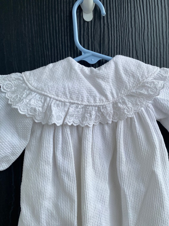 Antique Baptismal gown, flannel long baby gown, v… - image 5