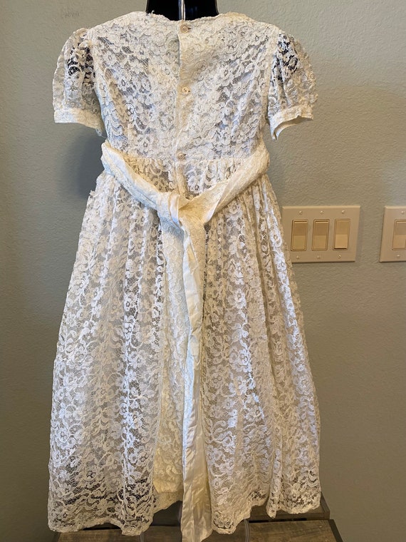Vintage Lace Toddler Dress, Miniature Bride or Fl… - image 4