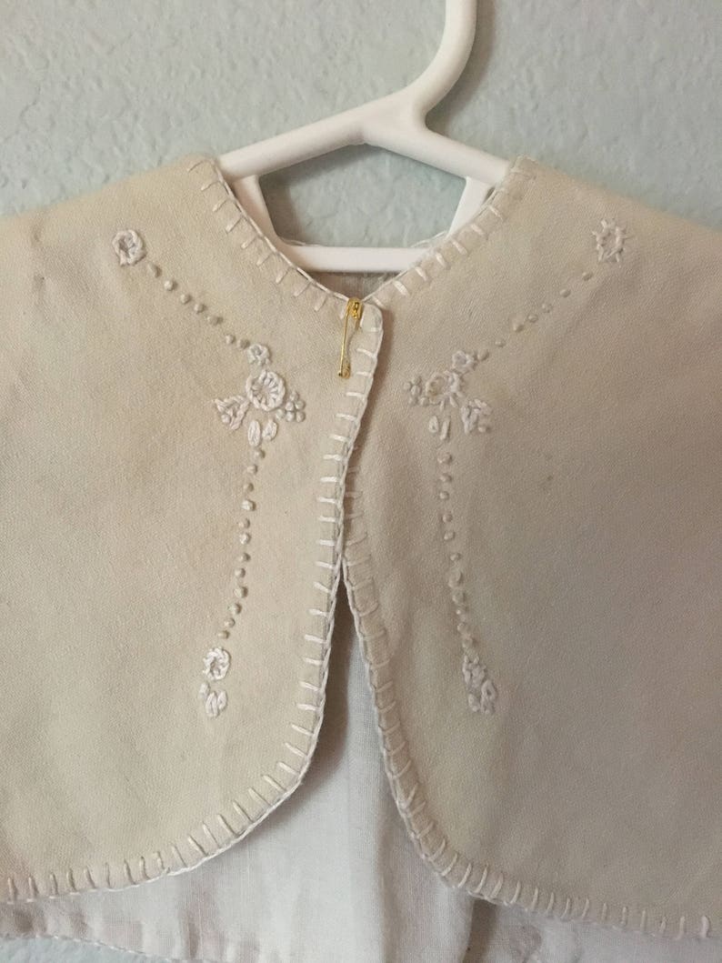 handmade baby coat Antique baby cape 1920s infant wrap embroidered infant cape baptism cape baptismal wrap