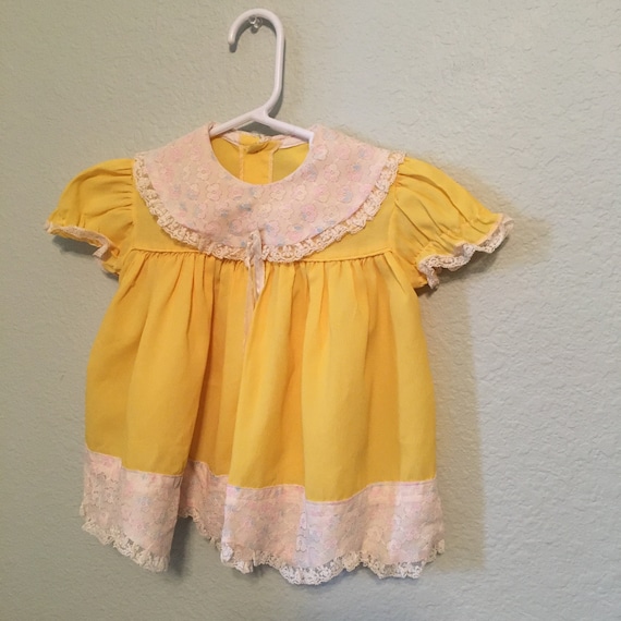 Vintage Bright Baby Party Dress, Yellow nylon/polyest… Gem