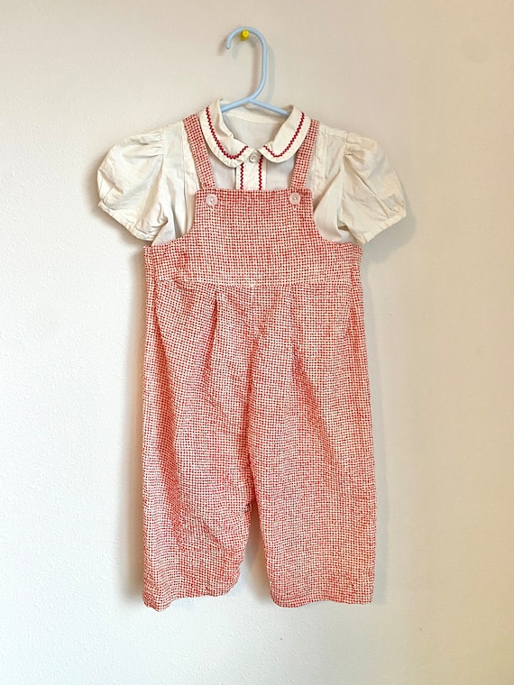 Vintage Toddler Gingham overalls and top, Toddler… - image 4
