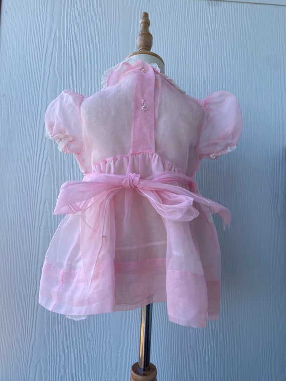 Vintage Pink Toddler Dress, 50s tulle lined baby … - image 3