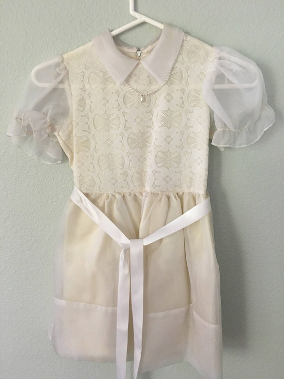 Vintage Girls White Dress,  First Communion dress… - image 1