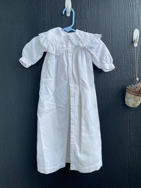 Antique Baptismal gown, flannel long baby gown, v… - image 7