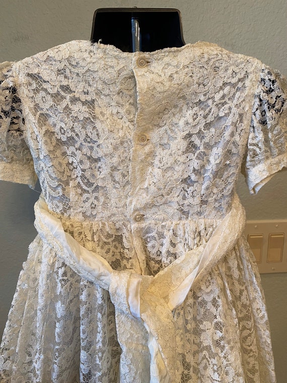 Vintage Lace Toddler Dress, Miniature Bride or Fl… - image 6