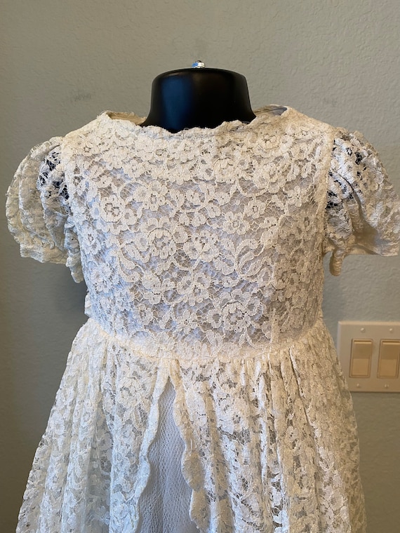 Vintage Lace Toddler Dress, Miniature Bride or Fl… - image 1