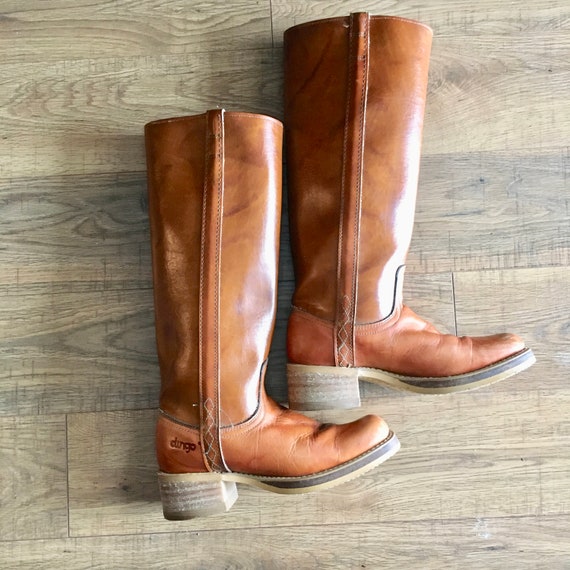 Vintage DINGO Leather Boots, 70s hippie leather br