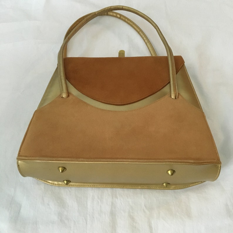 Vintage Lennox Gold Suede Purse Fall 60s Brown Handbag - Etsy
