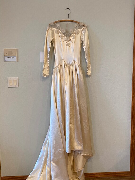 Antique Wedding Dress, 30s or 40s Wedding Gown, Sa