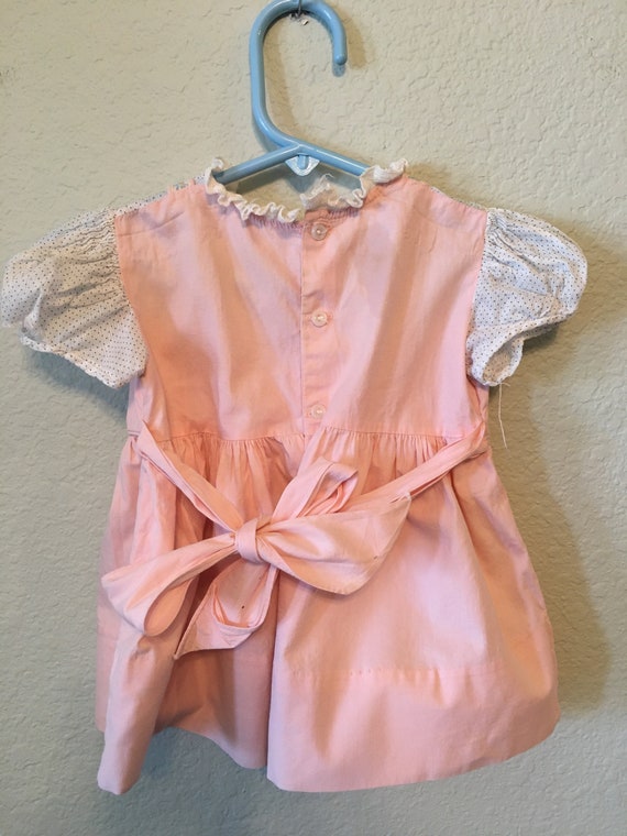 Vintage Baby Dress, Apron style girls dress, Pink… - image 2