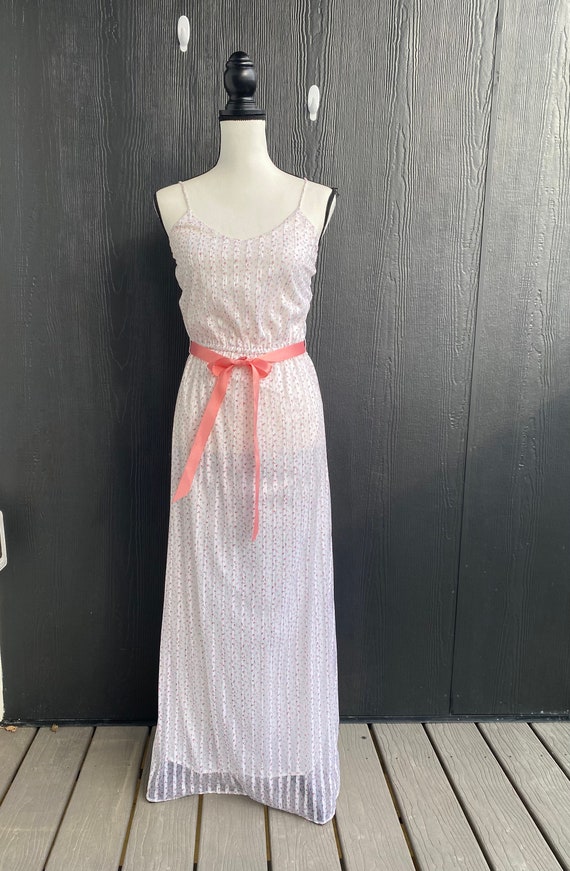 Vintage 70s early 80s maxi dress, pastel prairie … - image 7