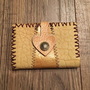 Cartera de cuero vintage, cartera de cuero hippie boho de tres pliegues, cartera de cuero con múltiples patrones