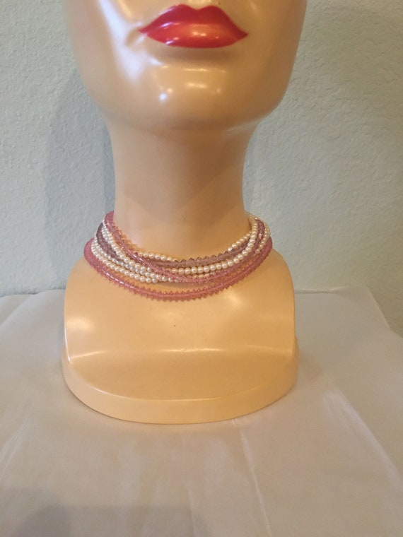 Vintage Laguna necklace, Seven strand crystal and… - image 8