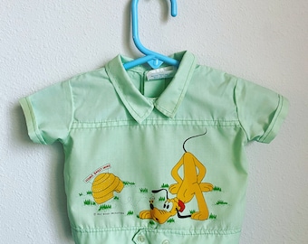 Vintage Disney Pluto Baby Shirt, Green Cotton Candy Top