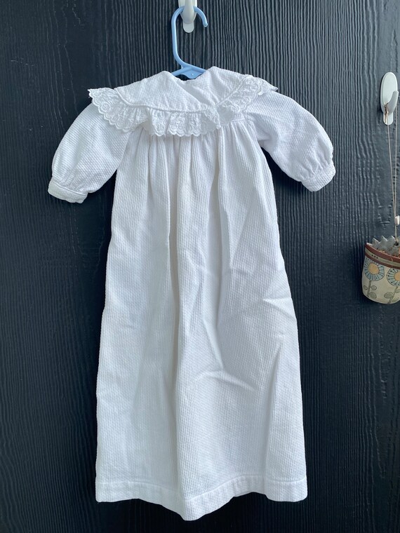 Antique Baptismal gown, flannel long baby gown, v… - image 4
