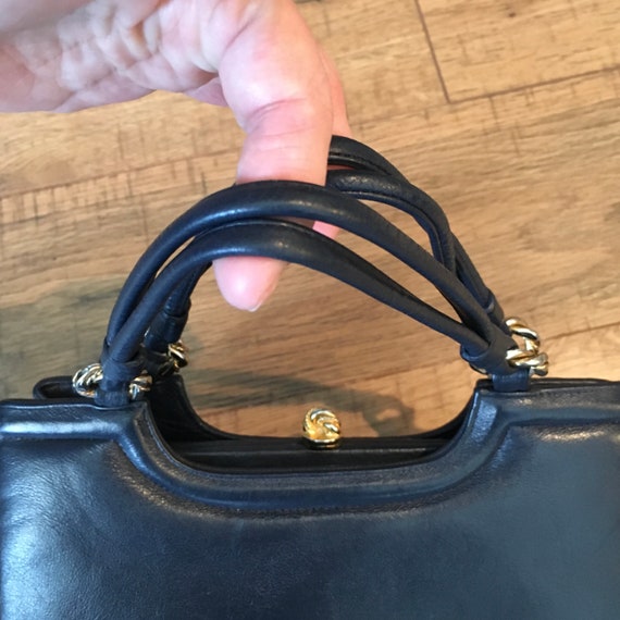 Vintage MM Navy Blue Leather purse, Morris Moskow… - image 7