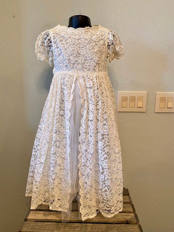Vintage Lace Toddler Dress, Miniature Bride or Fl… - image 7