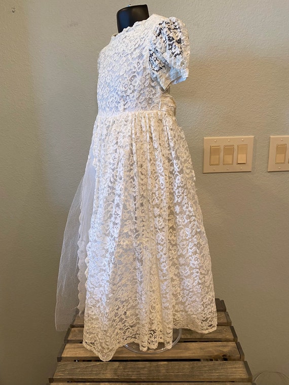 Vintage Lace Toddler Dress, Miniature Bride or Fl… - image 3