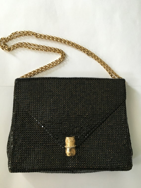 whiting and davis black mesh purse
