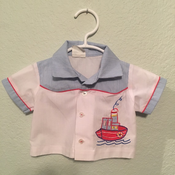 Vintage Cradle Togs baby sun suit, two piece stri… - image 1