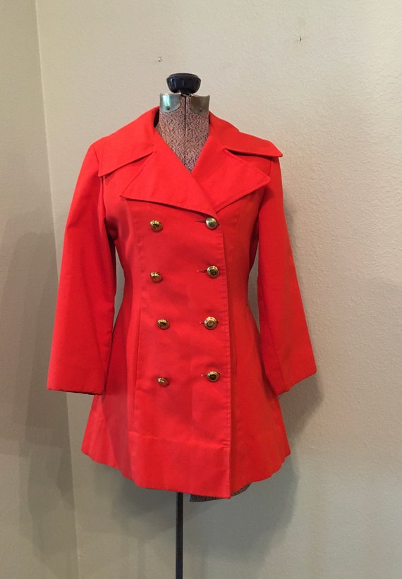 Vintage Spring Women's Coat, Red double breasted j