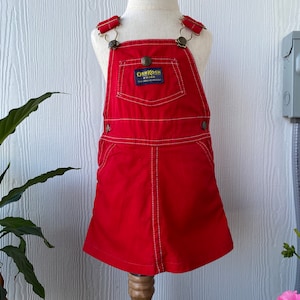Vintage Oshkosh B&#39;Gosh Jumper, Union Made Oshkosh Jumper, Vestback red dress, vintage Oshkosh B’Gosh Baby or Toddler