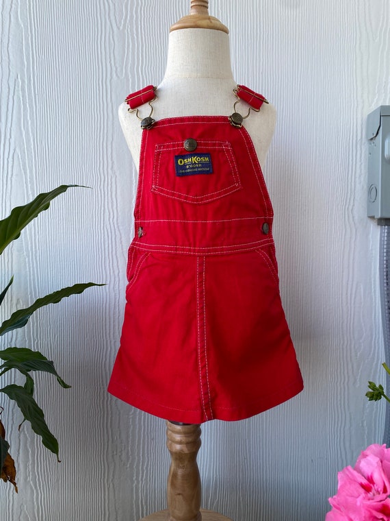 oshkosh red dress OshKosh BGosh RED Corduroy Dress Overall Jumper Vestbak 24M 24 Months