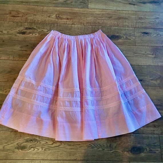 1960's Pink Gingham Circle Skirt, Vintage Square … - image 6