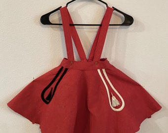 Vintage Girls Felt Poodle Skirt: 1950s Union Made, Red Suspender Skirt