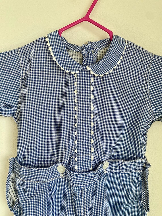 Vintage Toddler Gingham Romper with Ric Rac, Two p