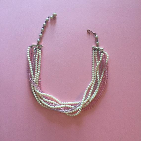 Vintage Laguna necklace, Seven strand crystal and… - image 7
