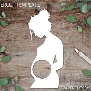 Pregnant Woman Ultrasound Frame, Sonogram - Papercut Template for papercutting, machine cut, Cricut, Silhouette | Svg Png Jpg Pdf Eps Dxf