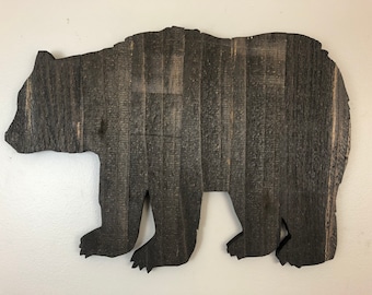 Metal Bear Head Wall Art Lazer Cut Out Wood Frame Large 20
