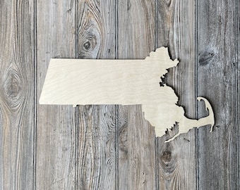 Massachusetts Wooden State Cutout Shape for Signs, Wood State Cutout, Wood State Home Decor, Blank Sign Accents, Wood State Wall Decor