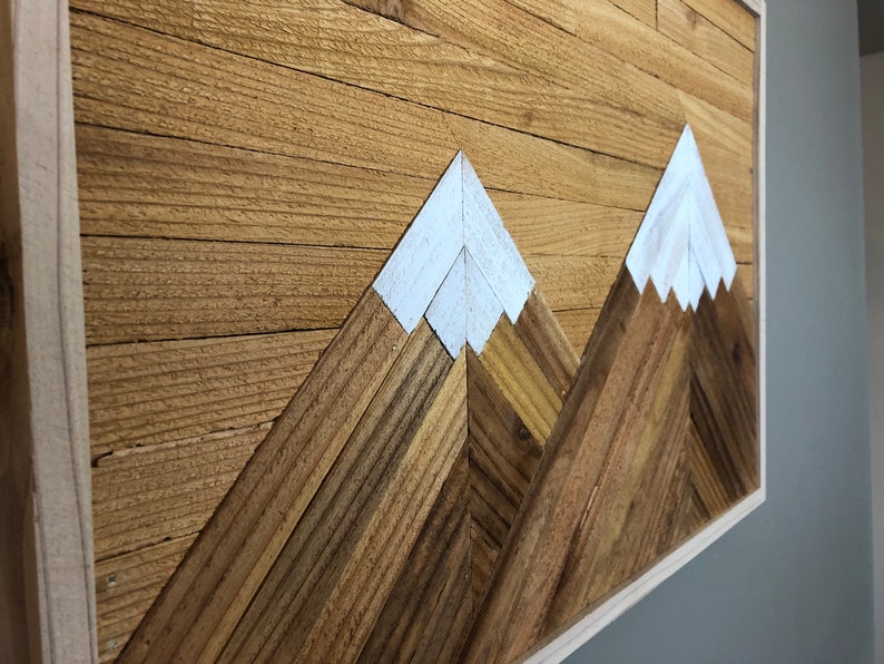 Wooden Mountain Art Wooden Wall Art Farmhouse Decoration Etsy