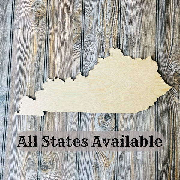 Kentucky Wooden State Cutout Shape for Signs, Wood State Cutout, Wood State Home Decor, Blank Sign Accents, Wood State Wall Decor