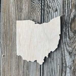 Forma de recorte del estado de madera de Ohio para signos, recorte del estado de madera de Ohio, decoración del hogar del estado de madera, acentos de letrero en blanco, decoración de la pared del estado de Ohio