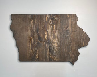 Iowa Rustic Wood State, Wooden Iowa State, Rustic Iowa, Iowa Sign, Iowa Art, Iowa Decor, Iowa State Decor, Iowa Design