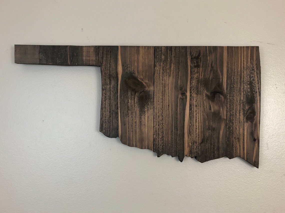 Oklahoma Rustic Wood State Wooden Oklahoma State Rustic Etsy