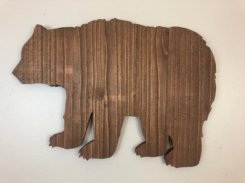 Wood Bear Decor, Wooden Bear Cutout, Rustic Bear, Farmhouse Bear, Smokey Mountain Bear, Wooden Bear, Mama Bear Sign, Baby Bear Cutout image 2