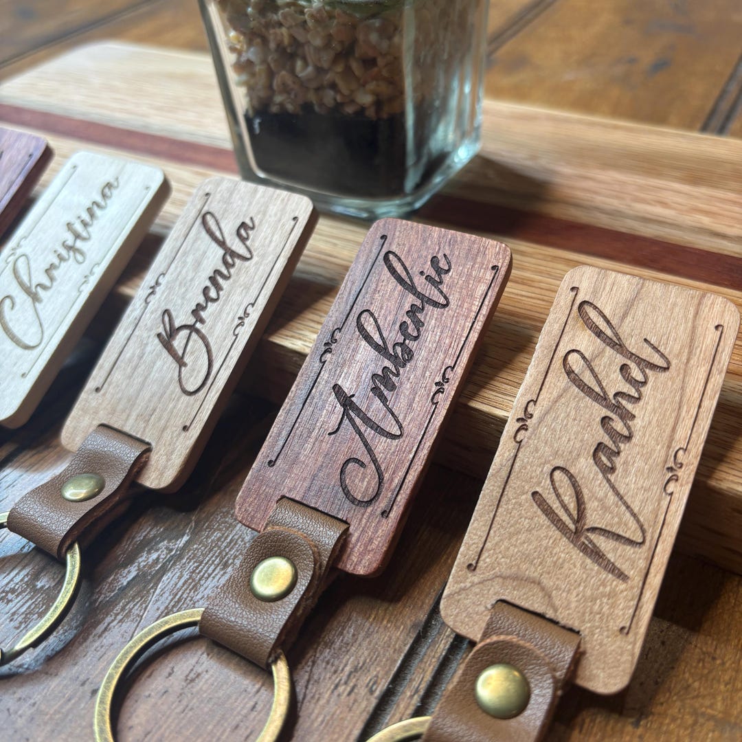 Small Gift Keychain Personalized Wooden Keychains, Engraved Name Keychain, Personalized ...