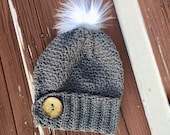 Crochet Snow  Bunny Slouchy Hat