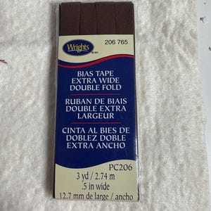 Wrights Bias Tape PC206 DOUBLE FOLD - Extra Wide 1/2 inch , 3 yards
