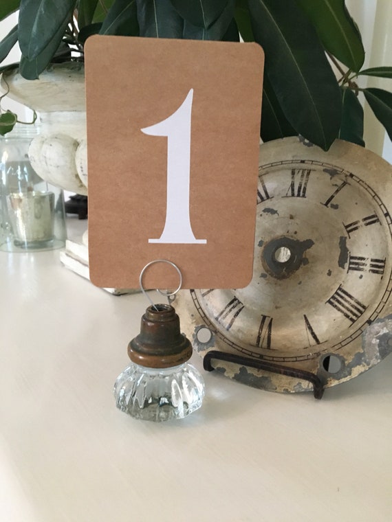 Vintage Repurposed Door Knobs Glass Brass For Wedding Table Etsy