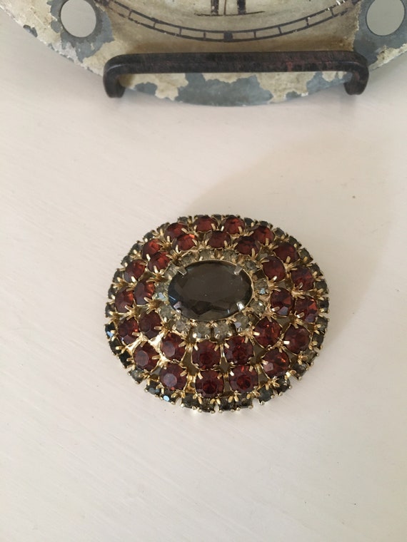 Multi Colored Vintage Rhinestone Brooch Pin