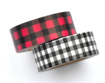 Plaid Washi Tape, Buffalo Plaid Washi Tape, Red and Black Washi Tape, Red Buffalo Check Washi Tape