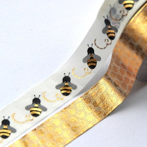 Honey Bee Washi Tape, Honeycomb Washi Tape, Decorative Craft Tape, Gold Honeycomb, Scrapbook Embellishment, Gift Wrap Tape