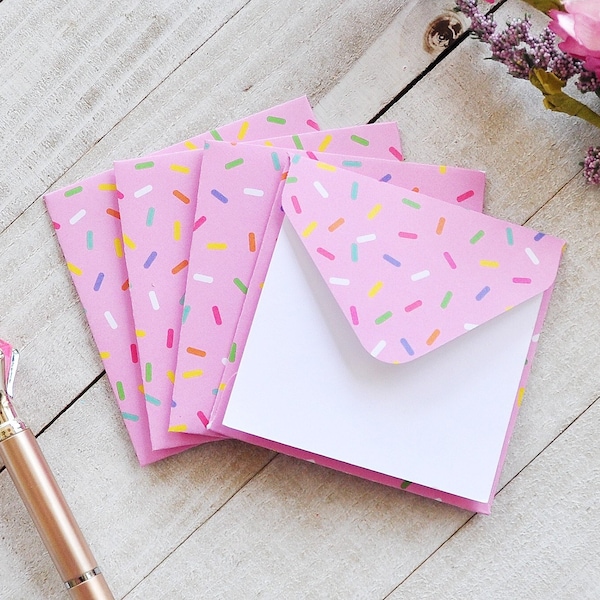 Sprinkles Mini Envelopes, Small Envelopes, Gift Enclosure Cards, Blank Cards, Favor Cards, Small Stationery, Set of 4