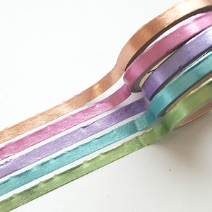 Pastel Foil Washi Tape, Slim Planner Tape, Washi Paper Tape, Decorative Craft Tape, Scrapbook Embellishment