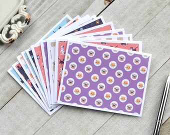 Cat and Dog Mini Cards, Pet Blank Cards, Enclosure Cards, Patterned Envelopes, Small Stationery, Set of 10